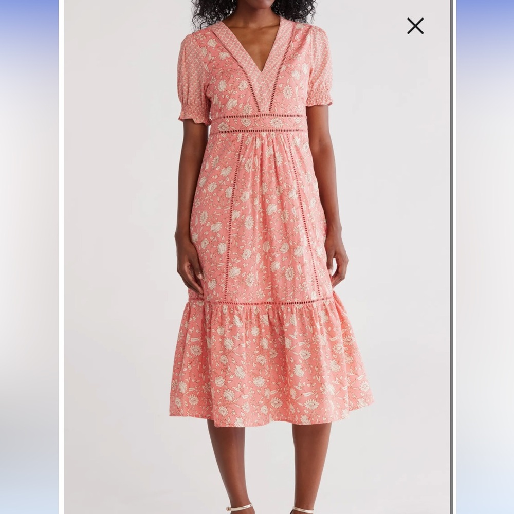 Maiden Coral Floral A-Line Dress NWT